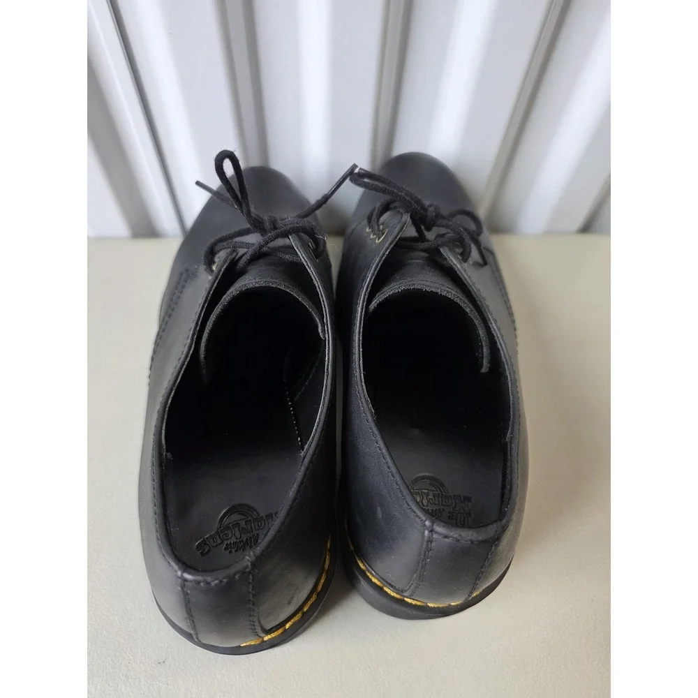 Dr. Martens Shriver Lo Shoes Womens Size 8 Black Leather Platform Lace Up Heel